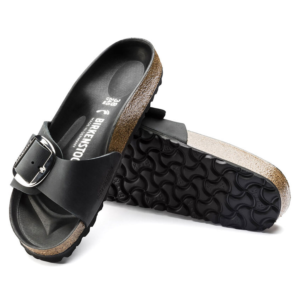 Birkenstock Madrid Oiled Leather Big Buckle - Black | Footgear 