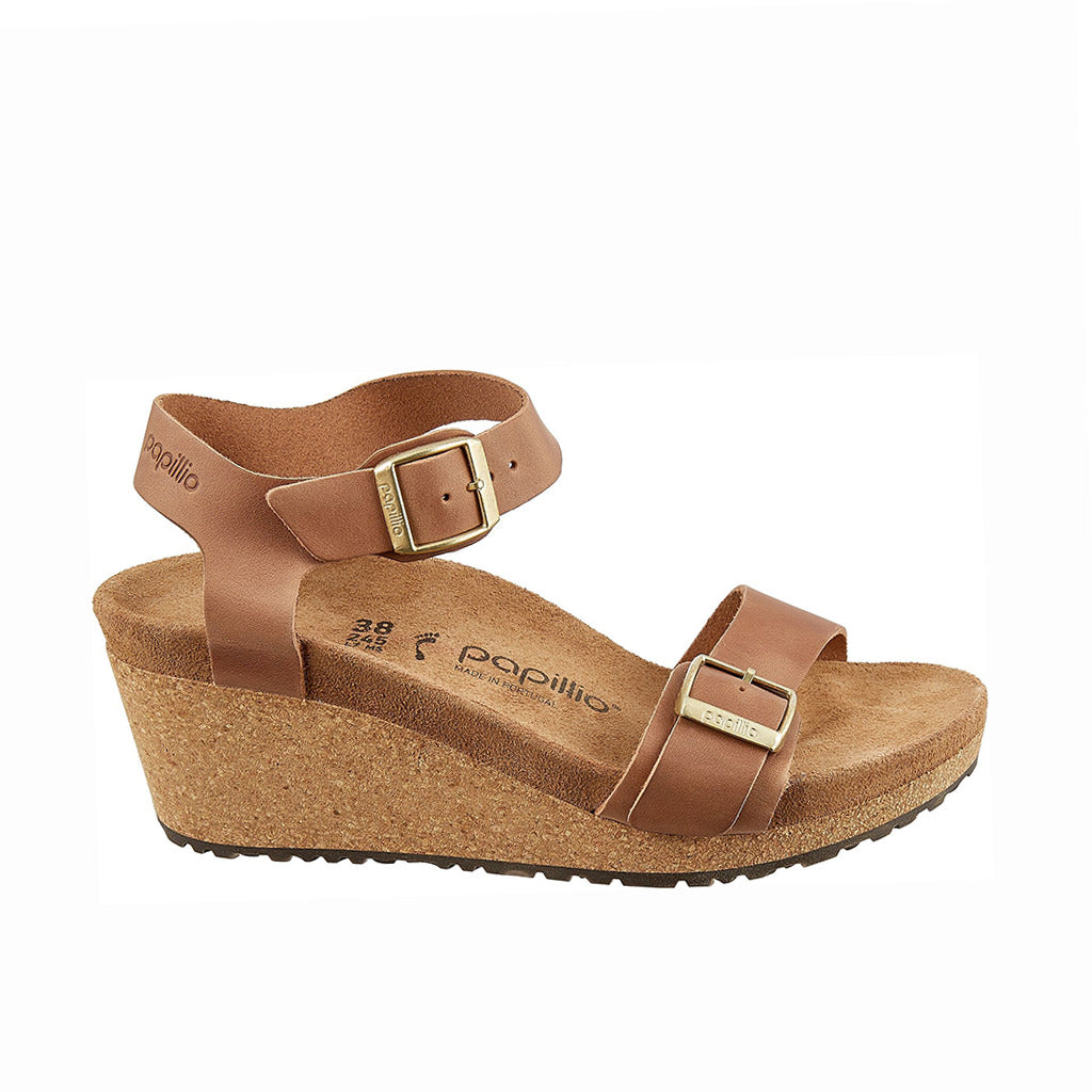 Papillio Soley Wedge Leather Smooth Ginger Brown