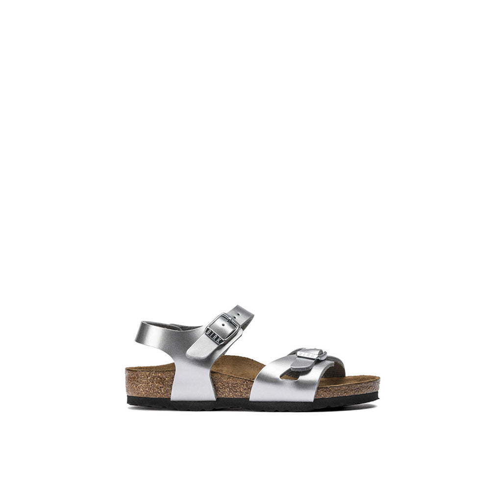 Birkenstock Rio Birko Flor Kids Narrow - Metallic Silver | Footgear 