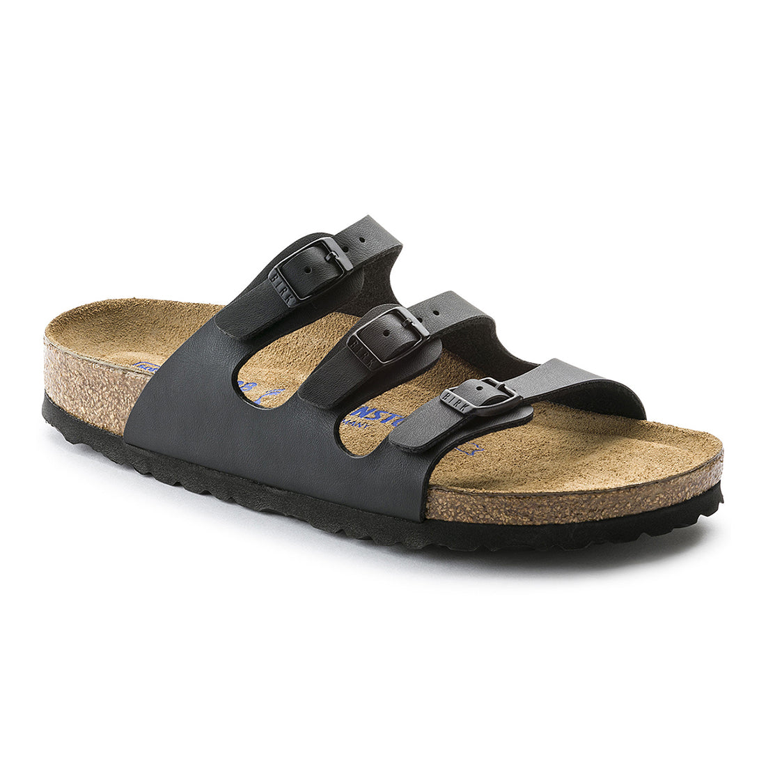 Birkenstock Florida Birko Flor Soft Footbed Narrow - Black | Footgear 
