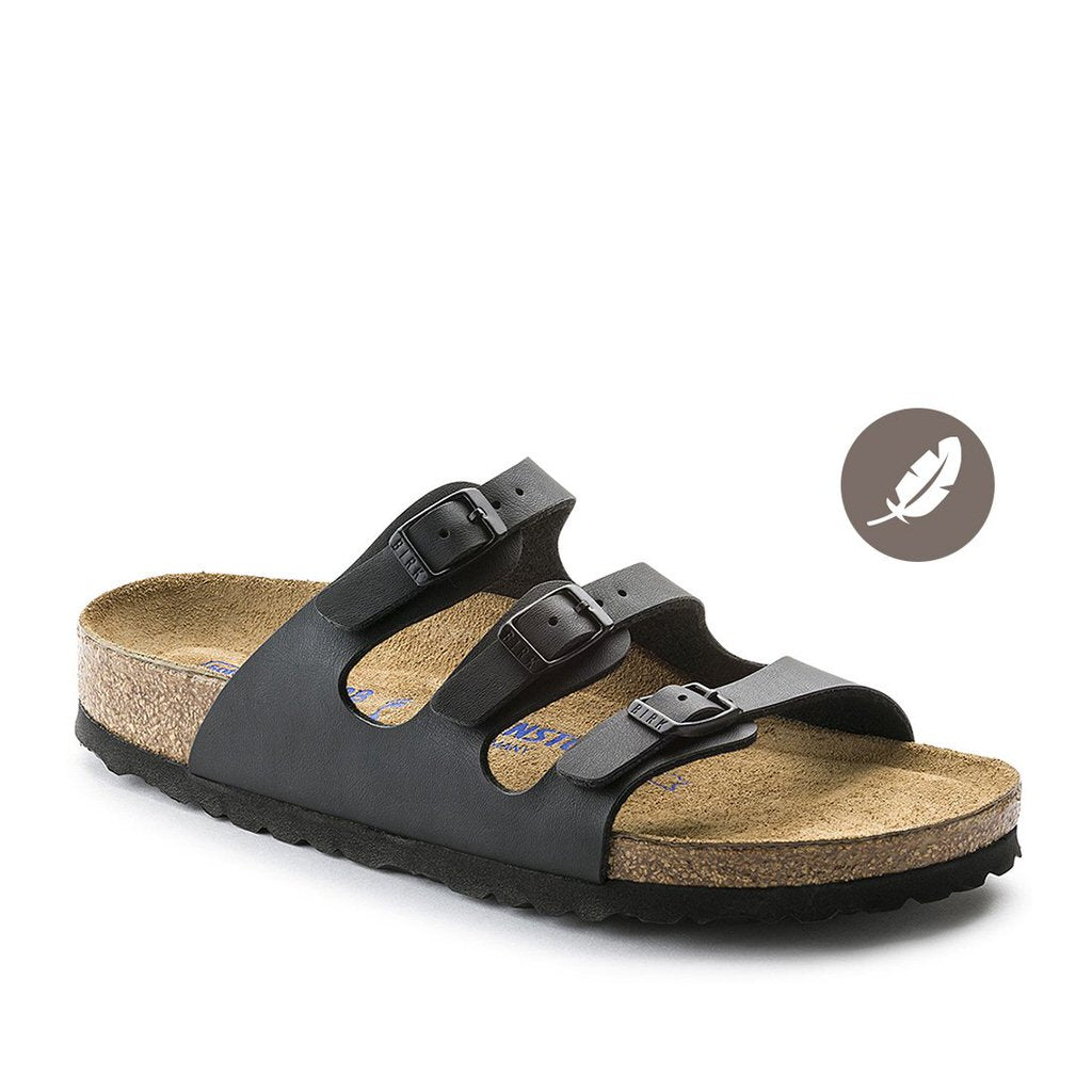 Birkenstock Florida Birko Flor Soft Footbed - Black | Footgear