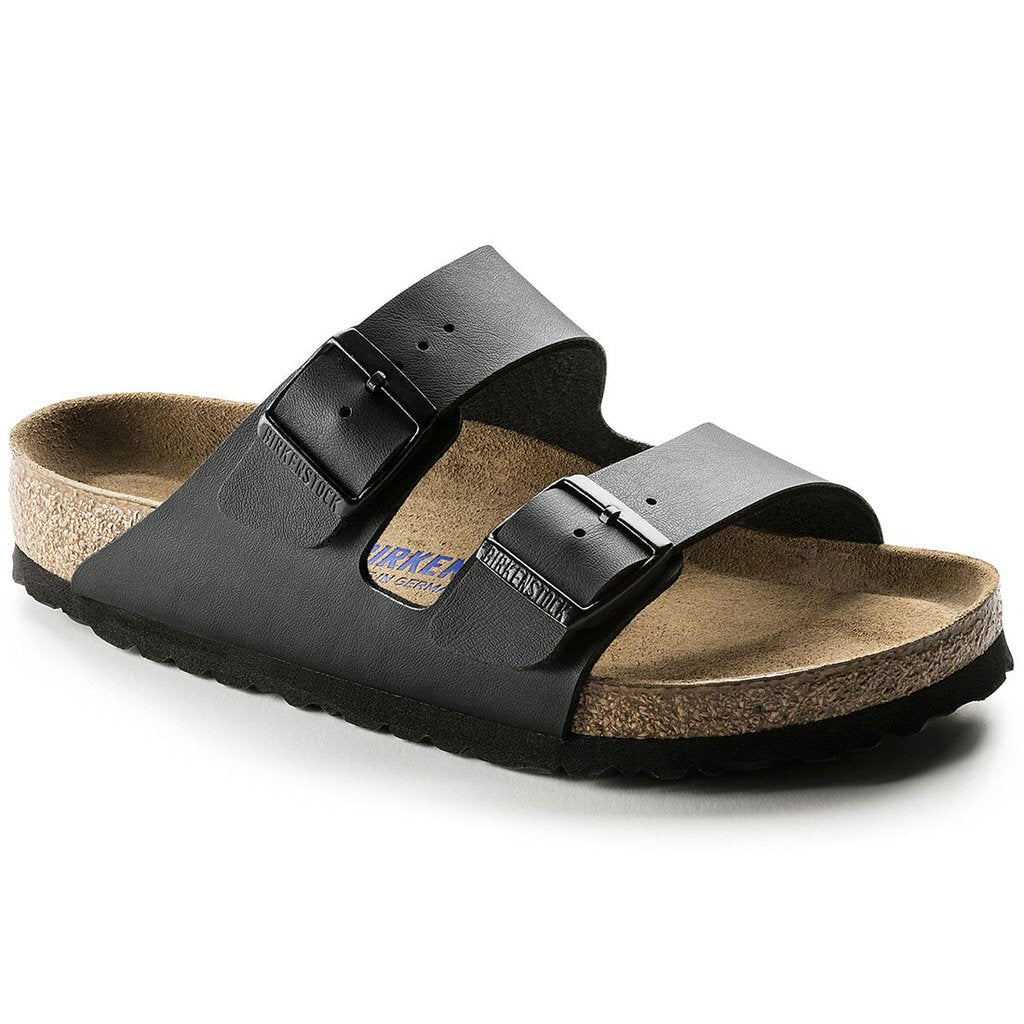 Birkenstock Arizona Birko Flor Soft Footbed Narrow - Black | Footgear 