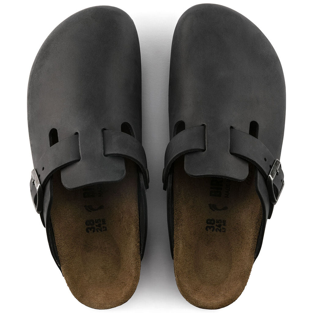 Birkenstock Boston Oiled Leather Narrow - Black | Footgear 