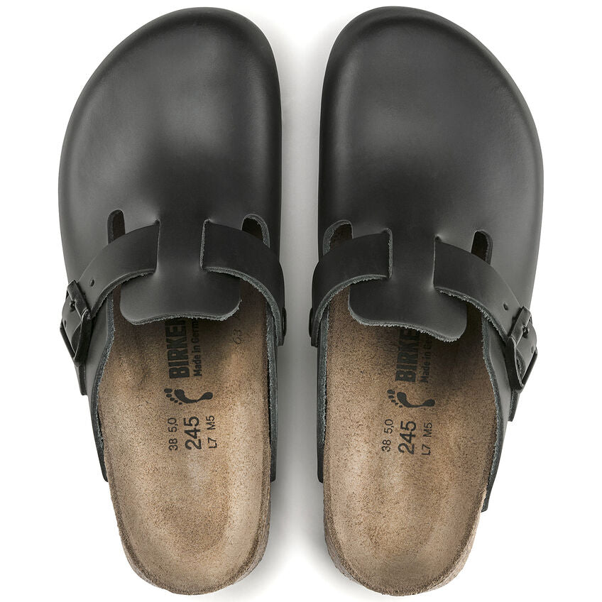 Birkenstock Boston Supergrip Leather Narrow - Black | Footgear