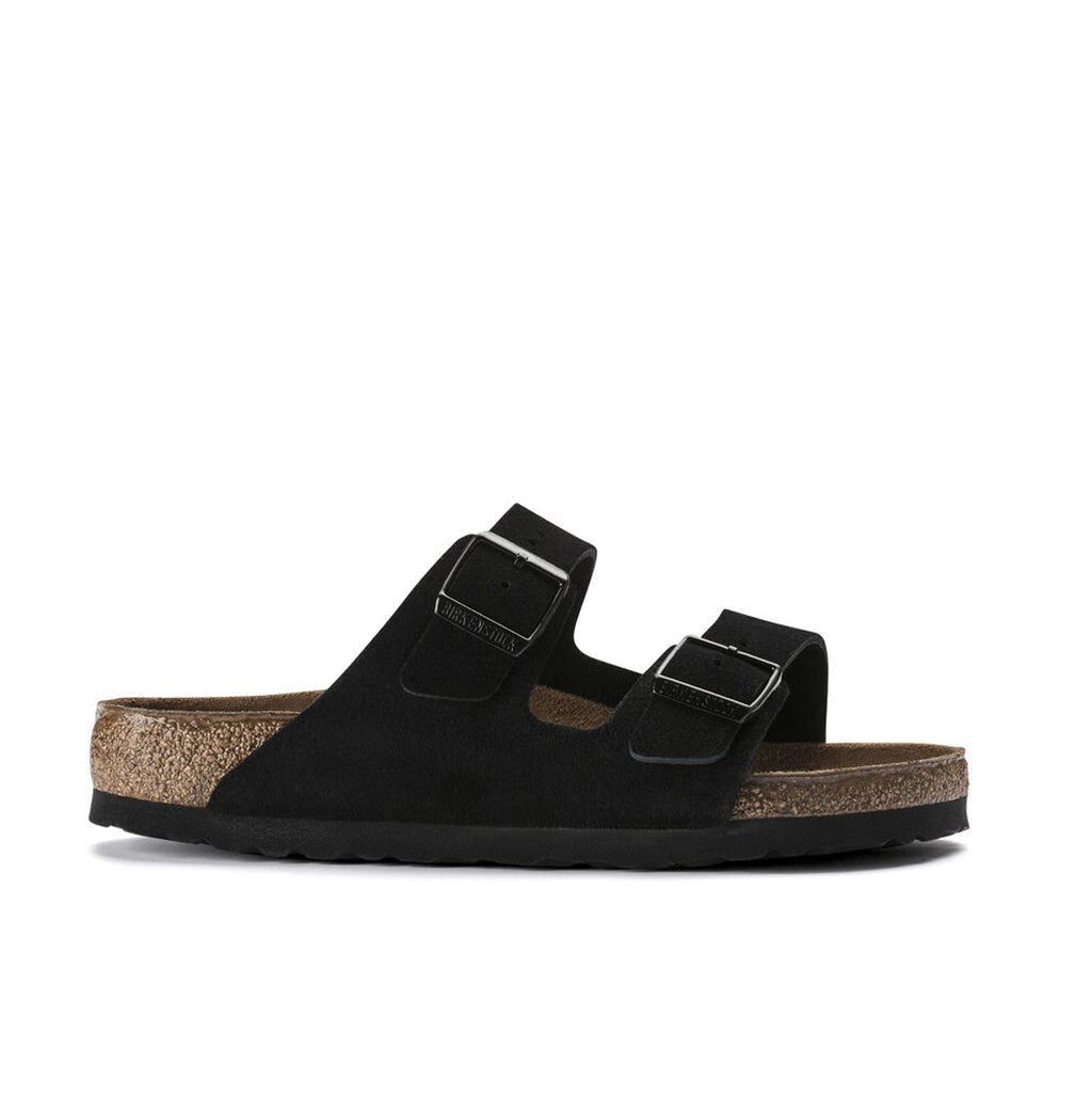 Birkenstock Arizona Suede Soft Footbed (Narrow) - Black - 951323 | Footgear 