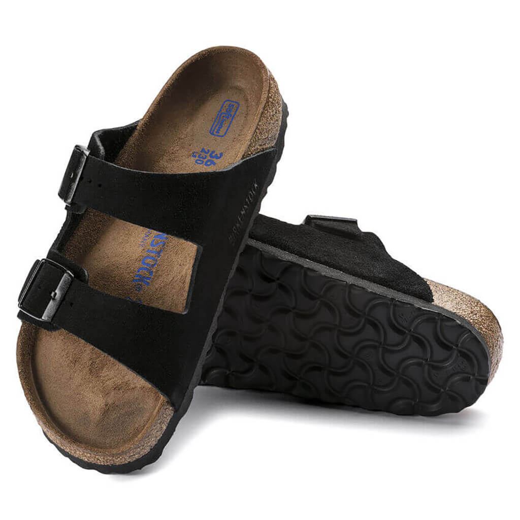 Birkenstock Arizona Suede Soft Footbed - Black | Footgear 