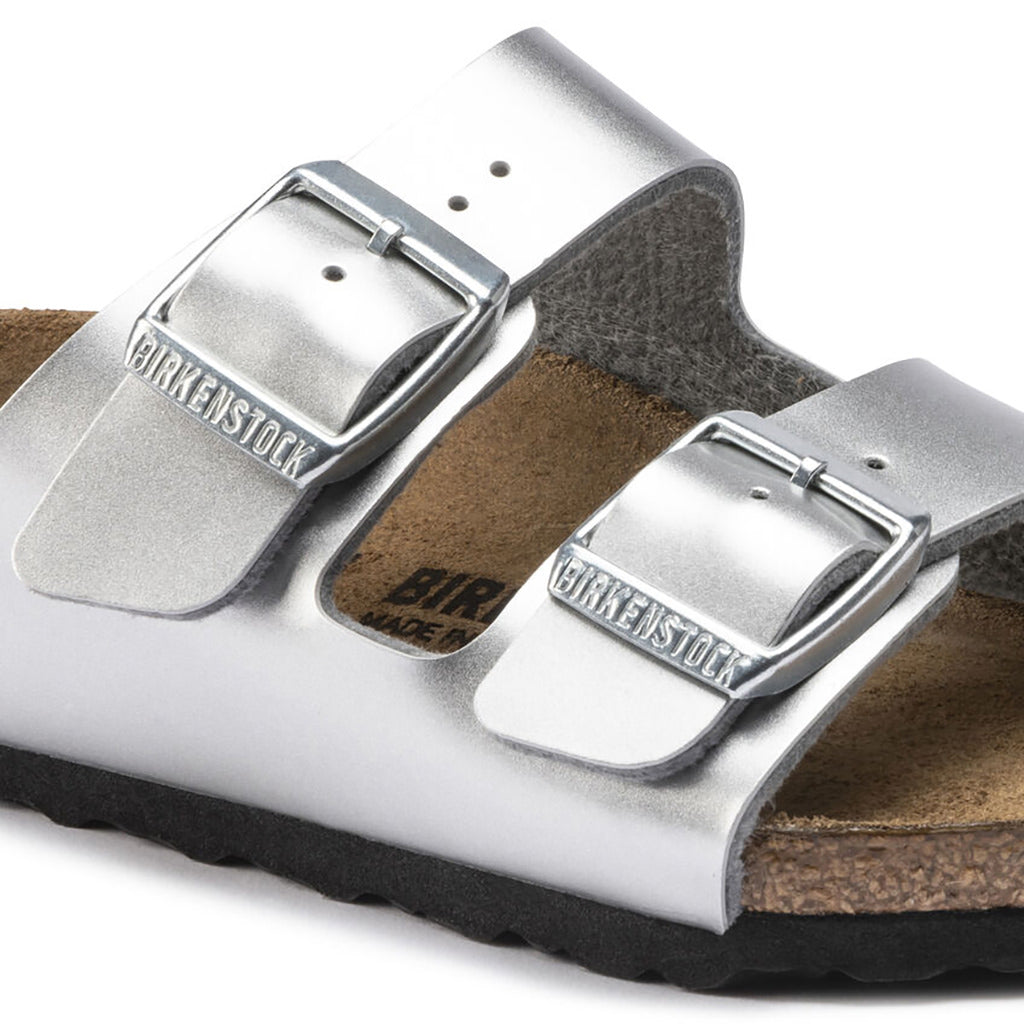 Birkenstock Arizona Birko Flor Kids Narrow - Metallic Silver | Footgear