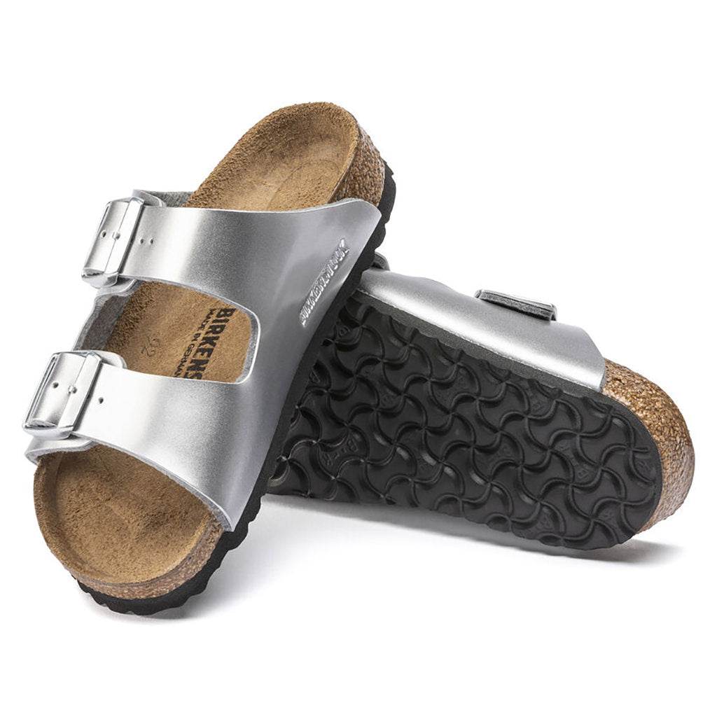 Birkenstock Arizona Birko Flor Kids Narrow - Metallic Silver | Footgear