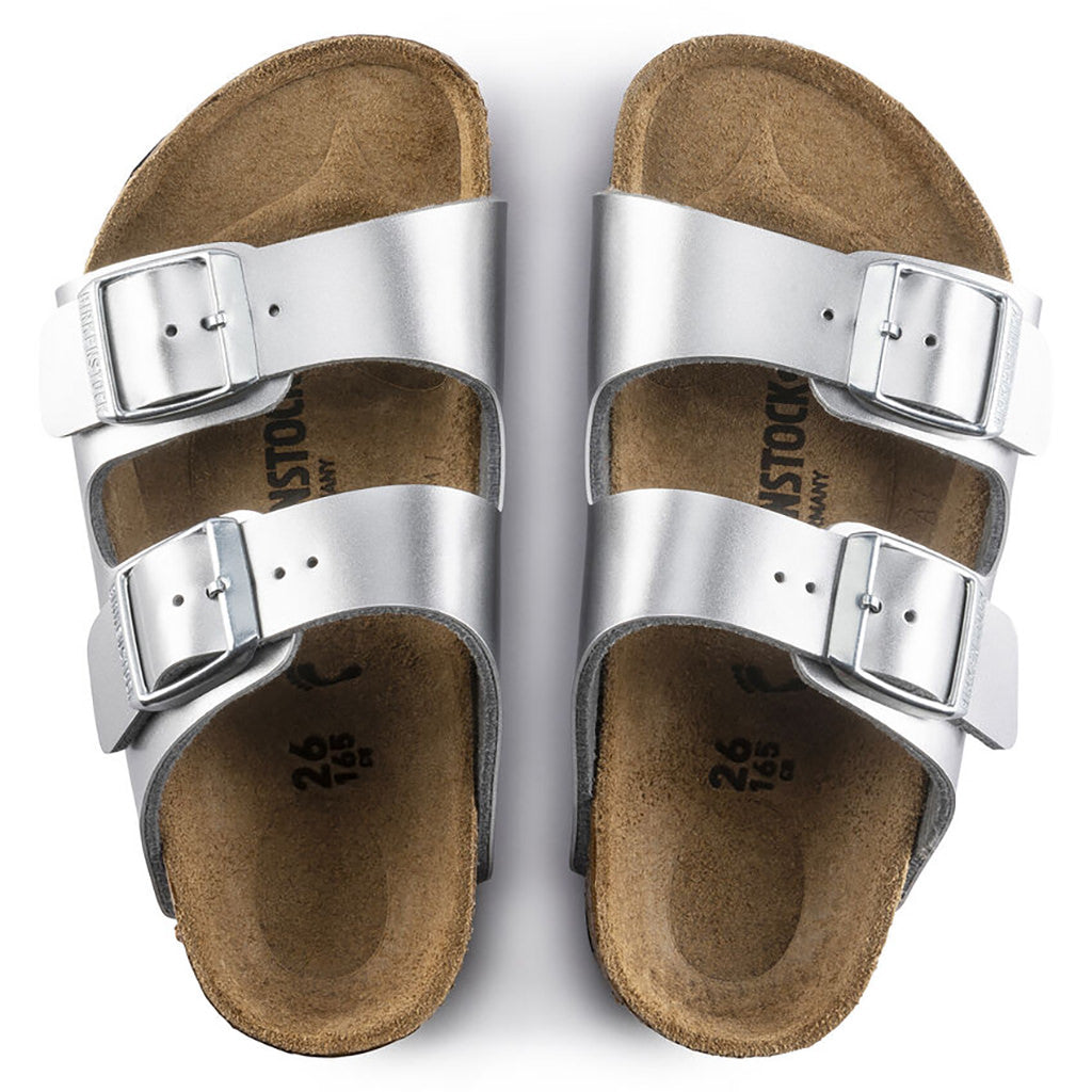 Birkenstock Arizona Birko Flor Kids Narrow - Metallic Silver | Footgear