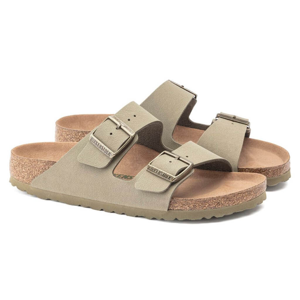 Birkenstock Arizona Vegan BirkiBuc Earthy Narrow - Faded Khaki | Footgear