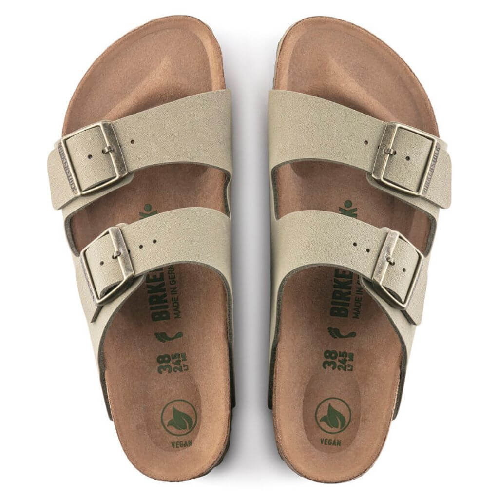 Birkenstock Arizona Vegan BirkiBuc Earthy Narrow - Faded Khaki | Footgear