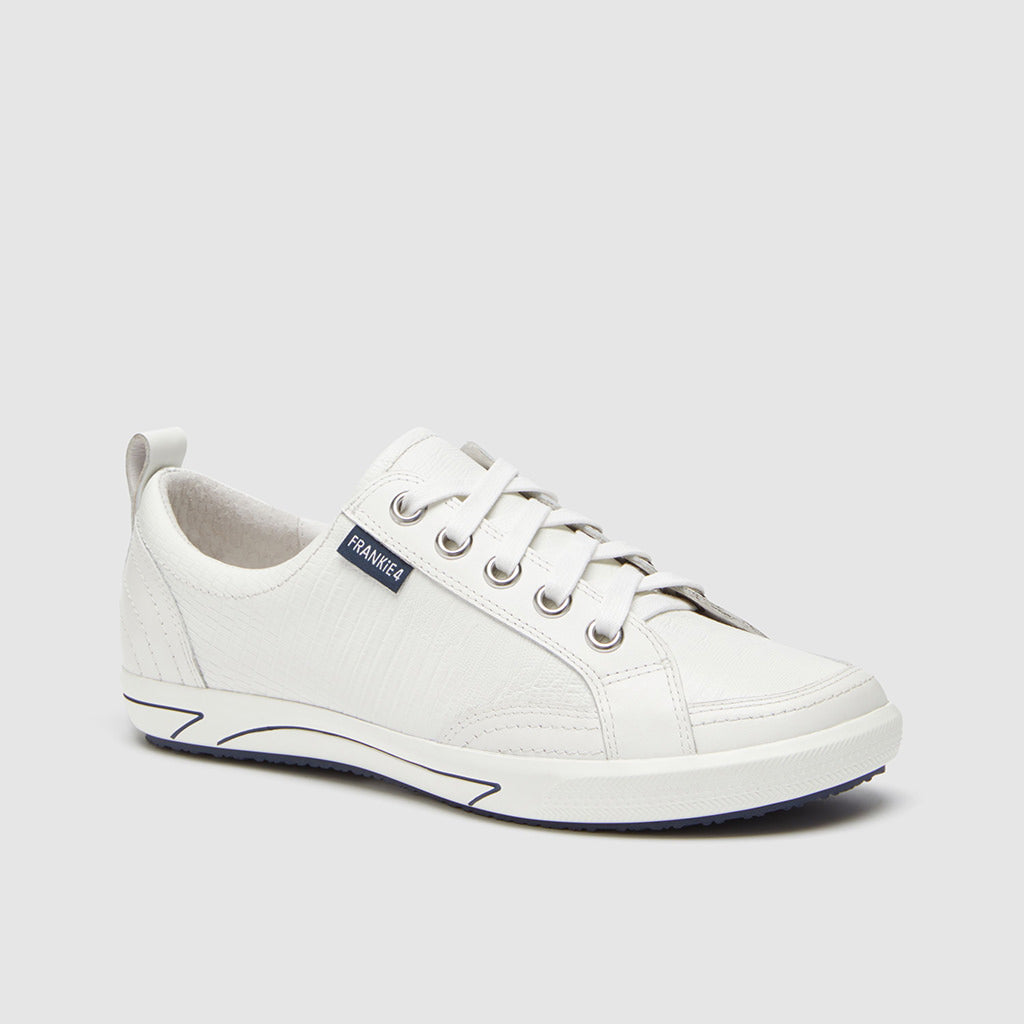 FRANKiE4 ELLiE  White Lizard Sneaker at Footgear
