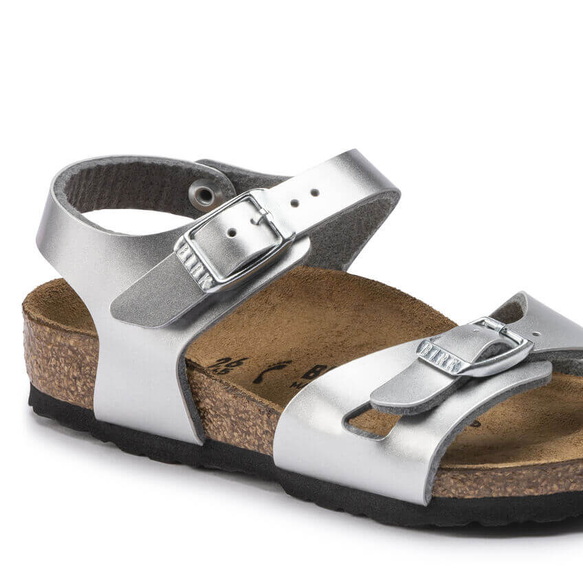 Birkenstock Rio Birko Flor Kids Narrow - Metallic Silver | Footgear 