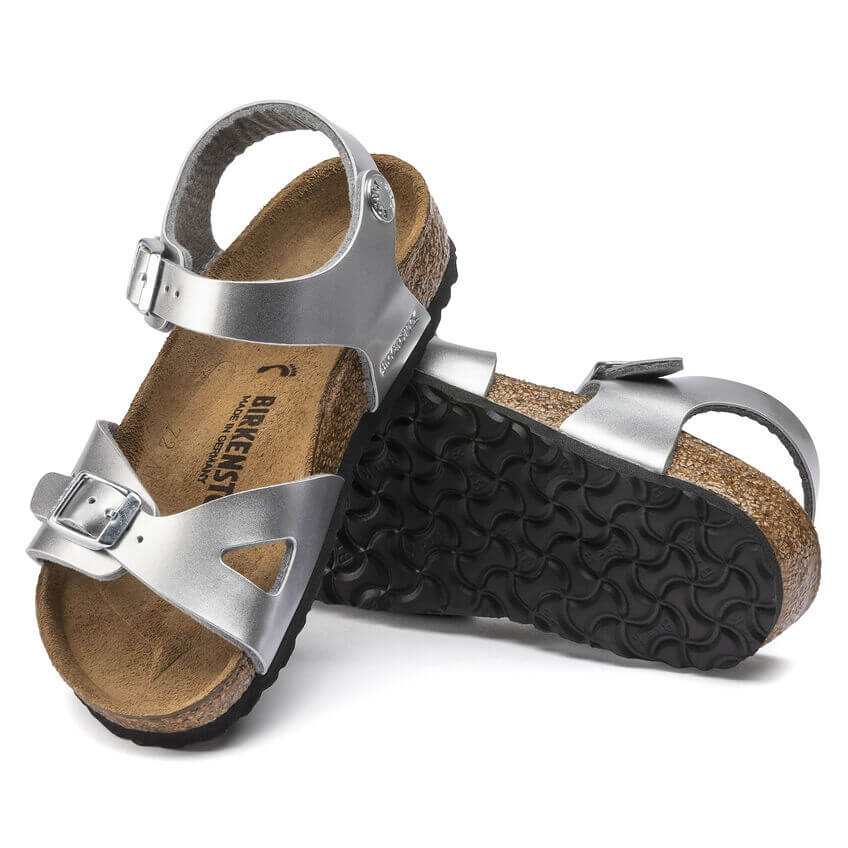 Birkenstock Rio Birko Flor Kids Narrow - Metallic Silver | Footgear 