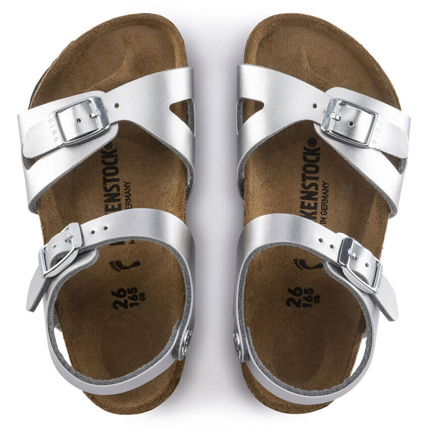 Birkenstock Rio Birko Flor Kids Narrow - Metallic Silver | Footgear 